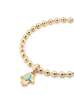 Tobillera bañada en oro 18k con fornitura de bolas
