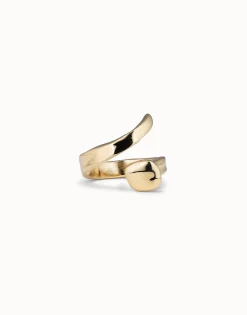 Anillo bañado en oro con tres formas orgánicas para mujer