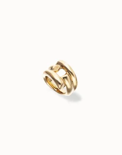 Anillo bañado en oro 18k con 4 formas orgánicas entrelazadas