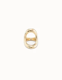 Anillo bañado en oro 18k con óvalo central grande