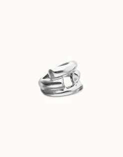 Anillo bañado en plata con 4 formas orgánicas entrelazadas